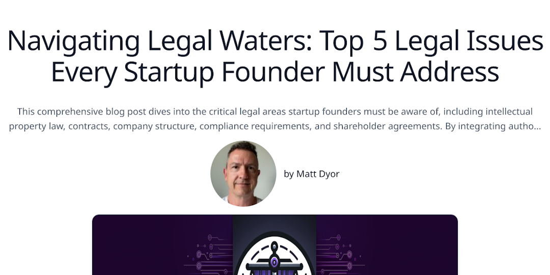 Navigating Legal Waters: Top 5 Legal Issues Every Startup Founder Must Address